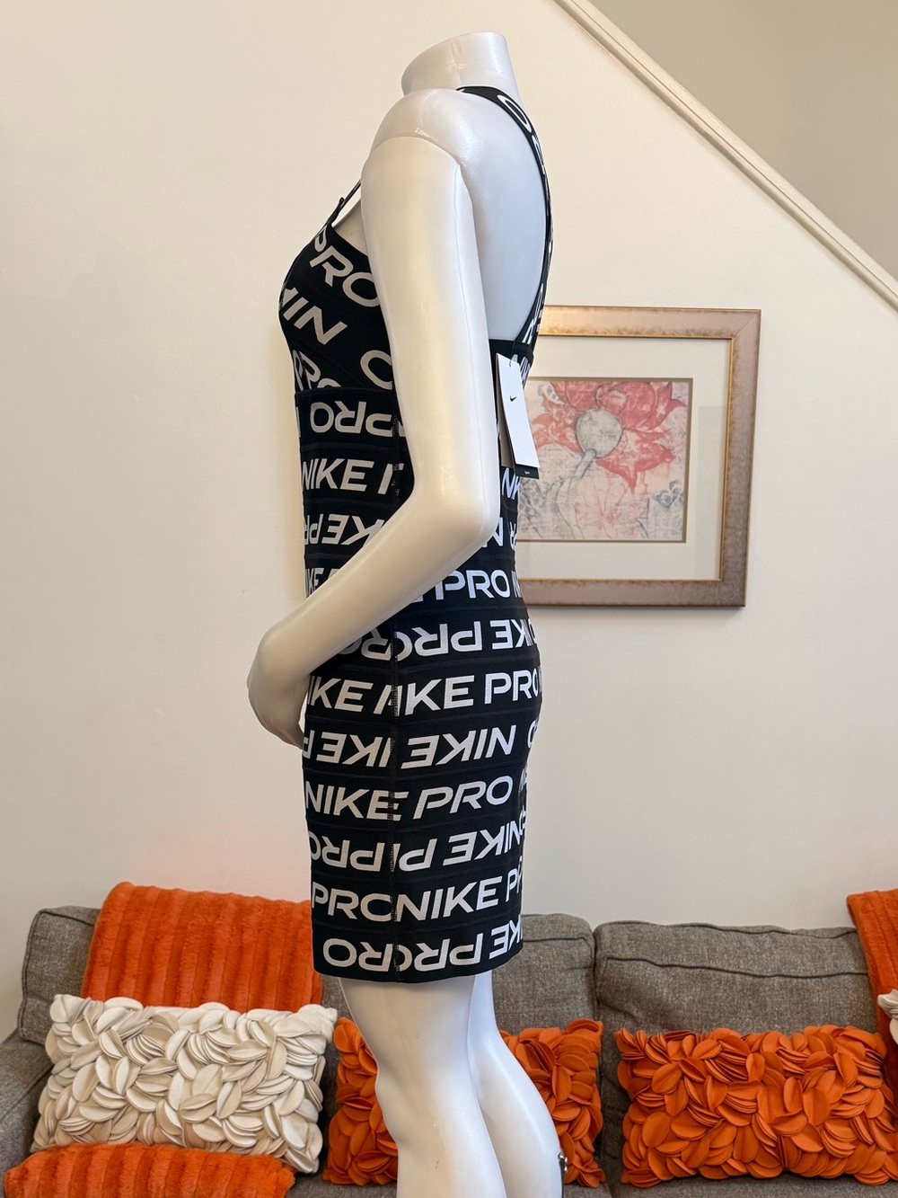 ❣️🆕NIKE Pro Bandage Dress Black & White All Over Logo Print $120 MSRP❣️ - Picture 5 of 9